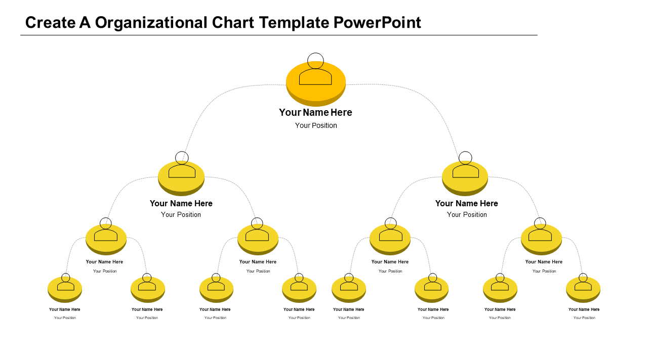 organizational chart template powerpoint-yellow